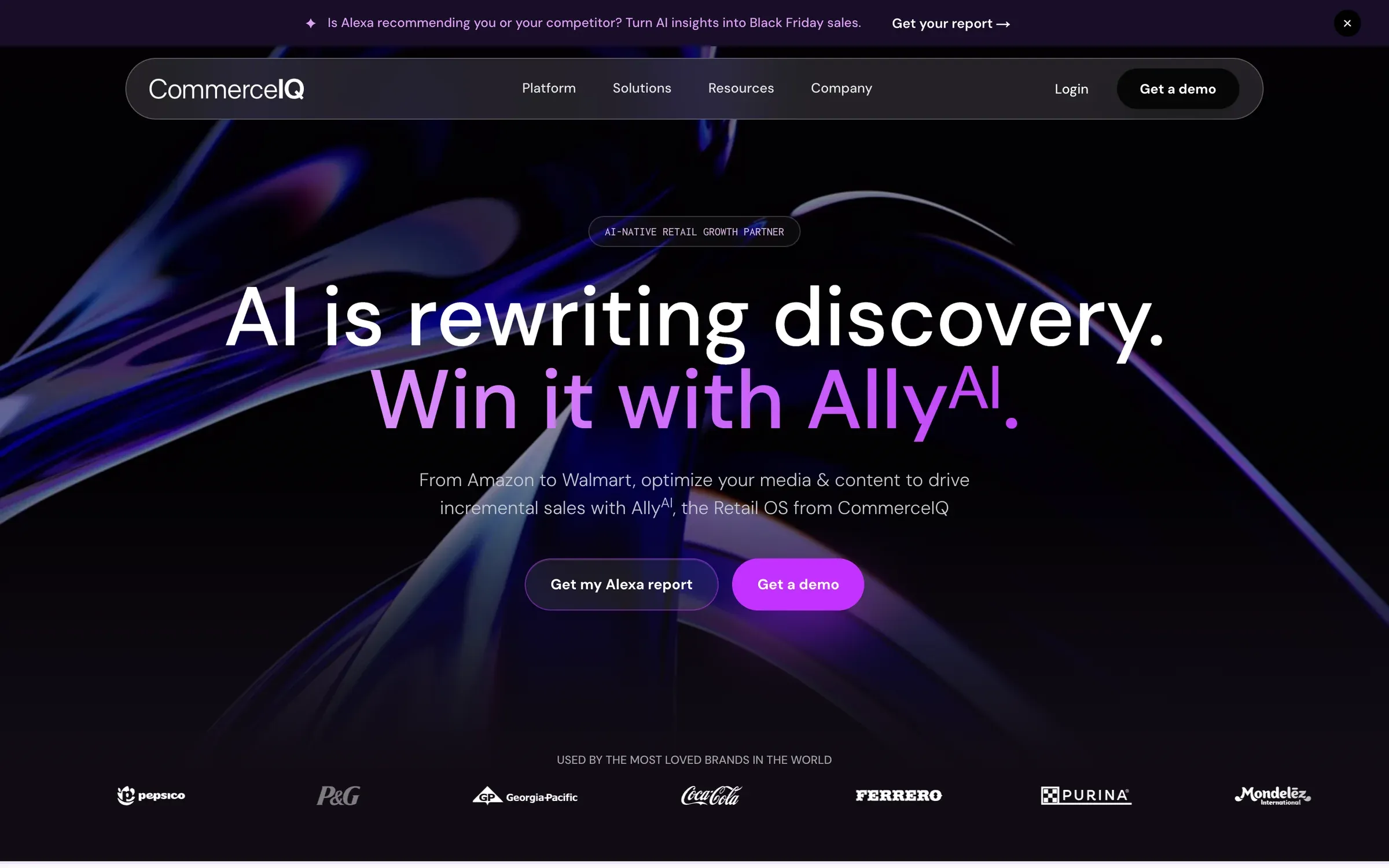 CommerceIQ homepage, live