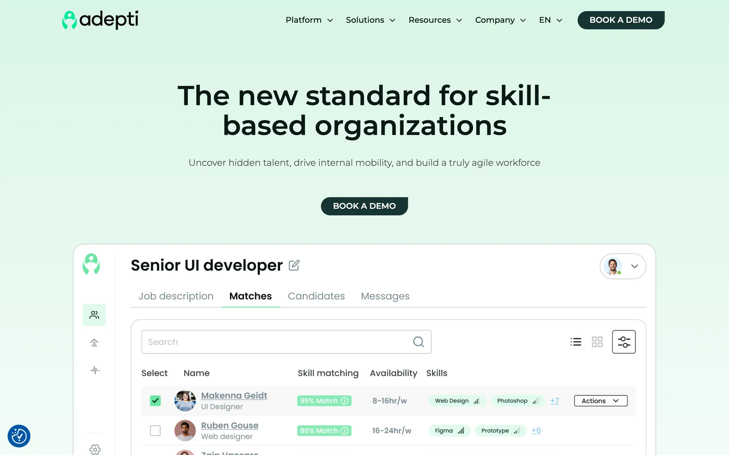 Adepti homepage, live