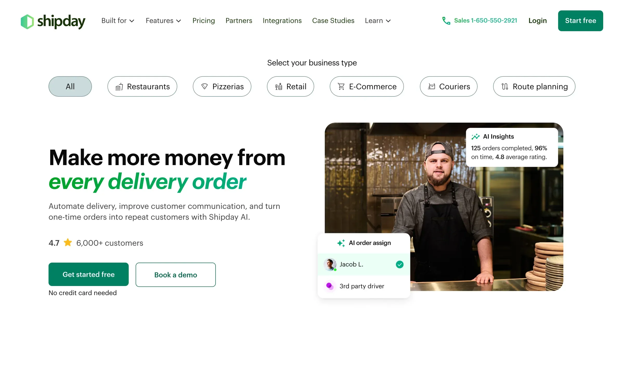 Shipday homepage, live
