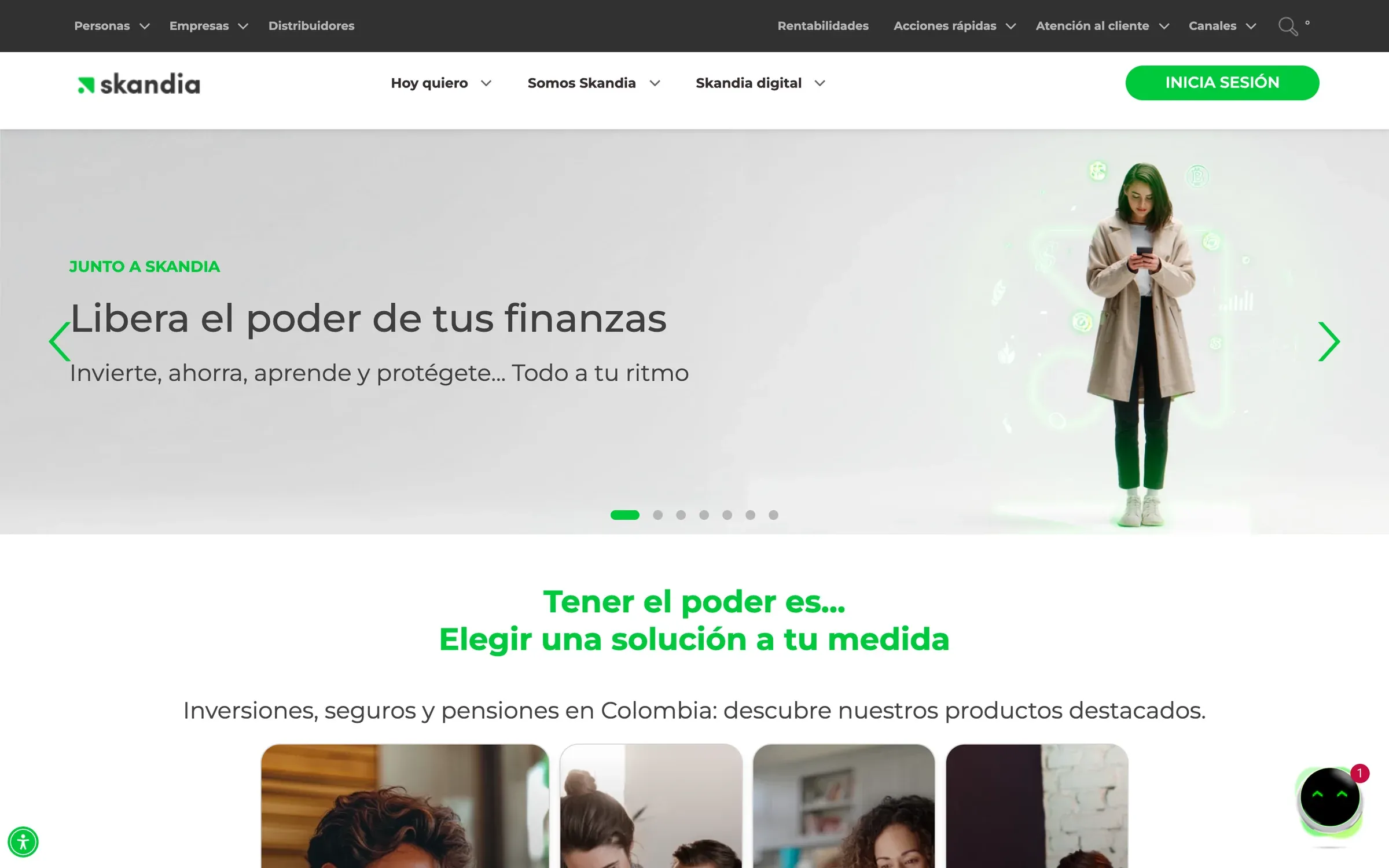 Skandia homepage, live