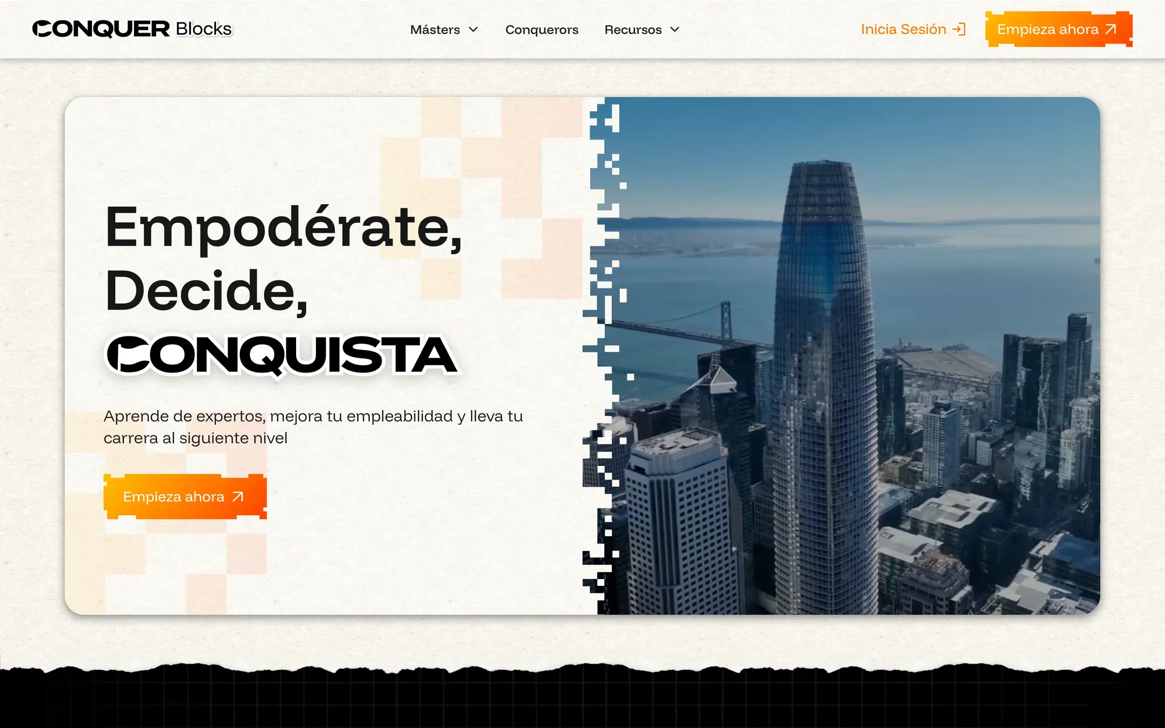 Conquer homepage, live