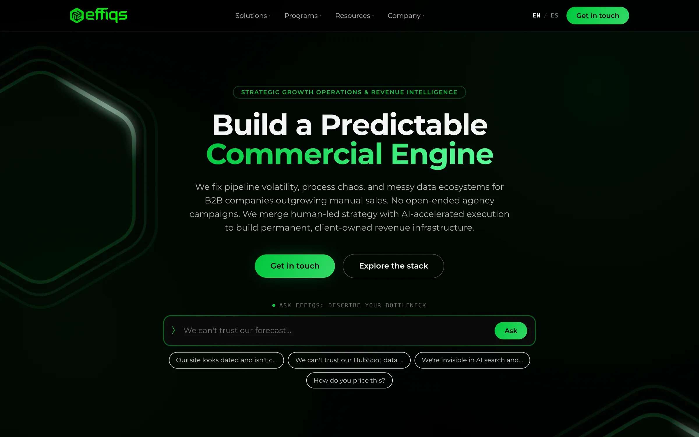 Effiqs homepage, live